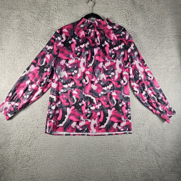Ming Wang Tops - Ming‎ Wang Mock Neck Top Womens L Geometric LS Officecore Career Wear Corpcore
